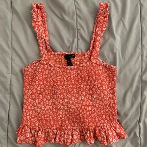 cropped floral red tank
